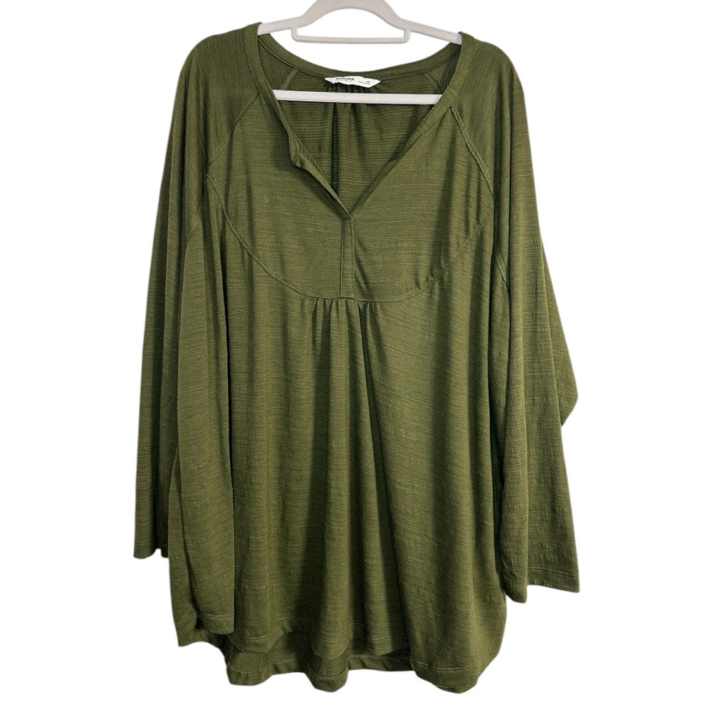 Sonoma Olive Green V Neck Longsleeve Blouse Size 4X New  Casual Fall Basic